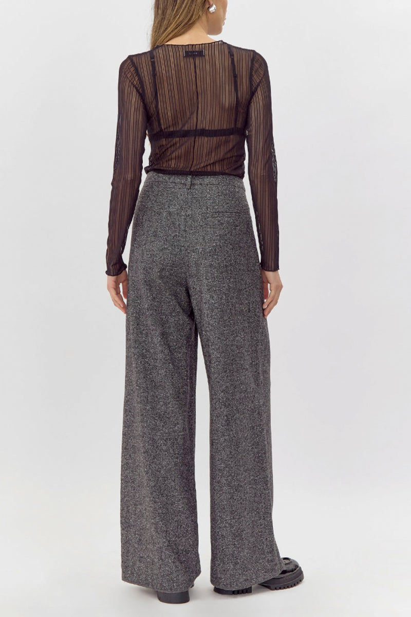 Adele Hight Waist Herringbone Wide Leg Trouser