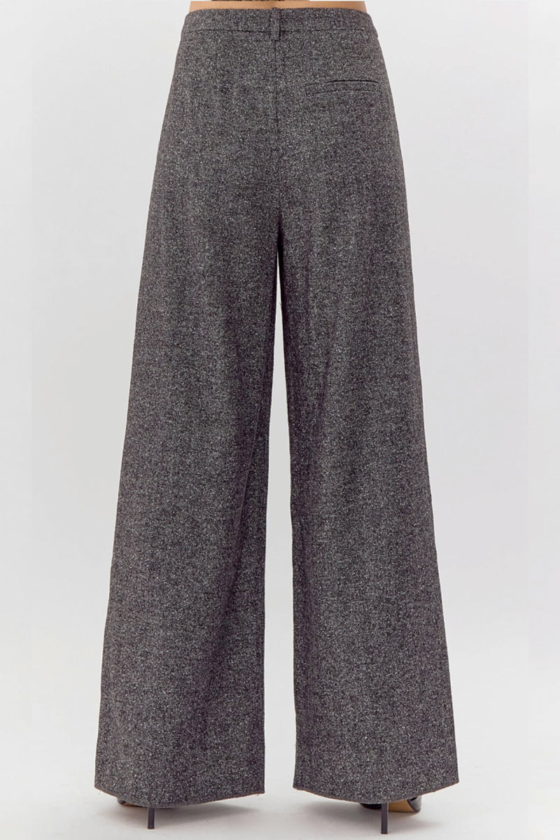 Adele Hight Waist Herringbone Wide Leg Trouser