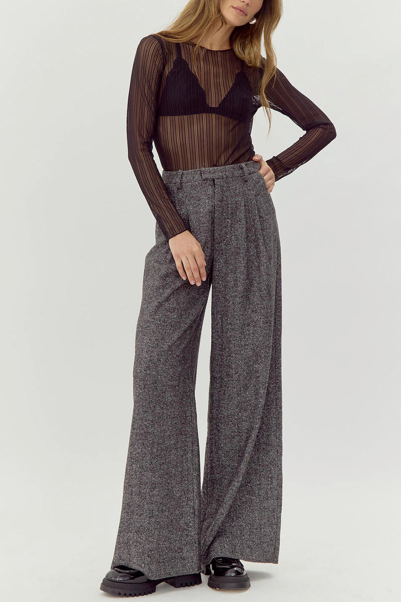 Adele Hight Waist Herringbone Wide Leg Trouser