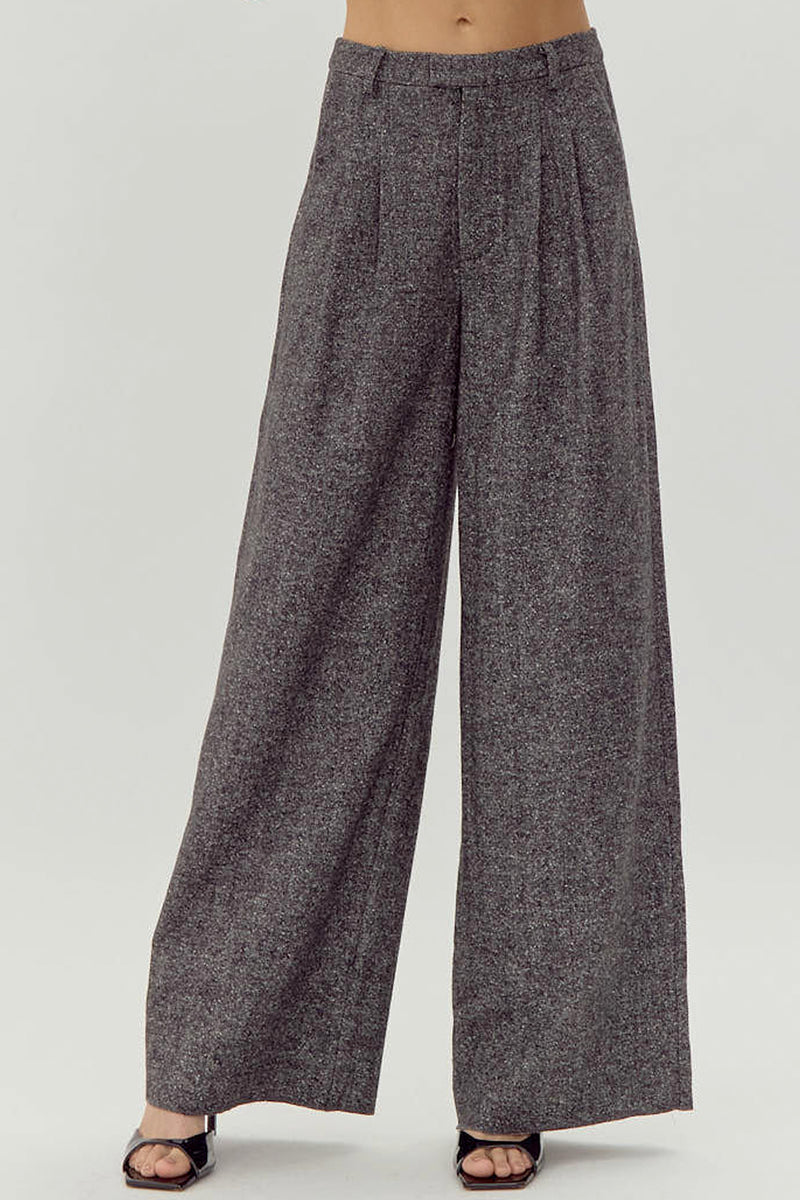 Adele Hight Waist Herringbone Wide Leg Trouser