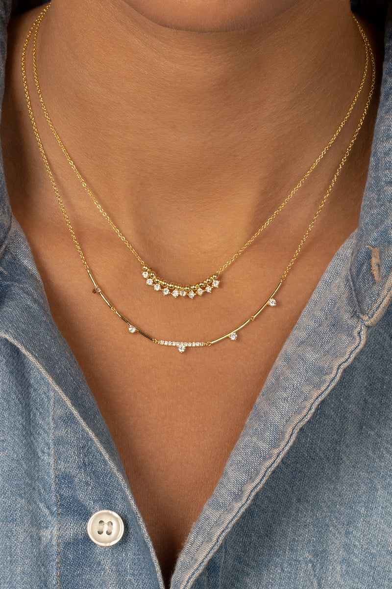 Solid Ball Curved Bar Necklace