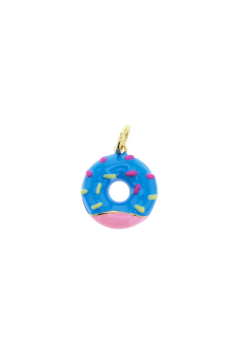 Gold Blue Enamel Donut Charm