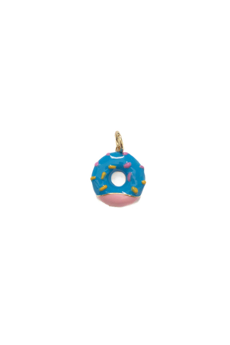 Gold Blue Enamel Donut Charm