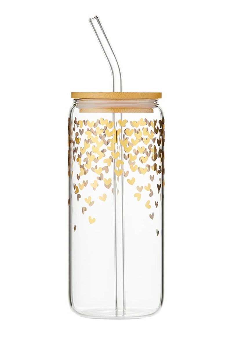 Glass Cold Brew Tumbler - Heart Confetti