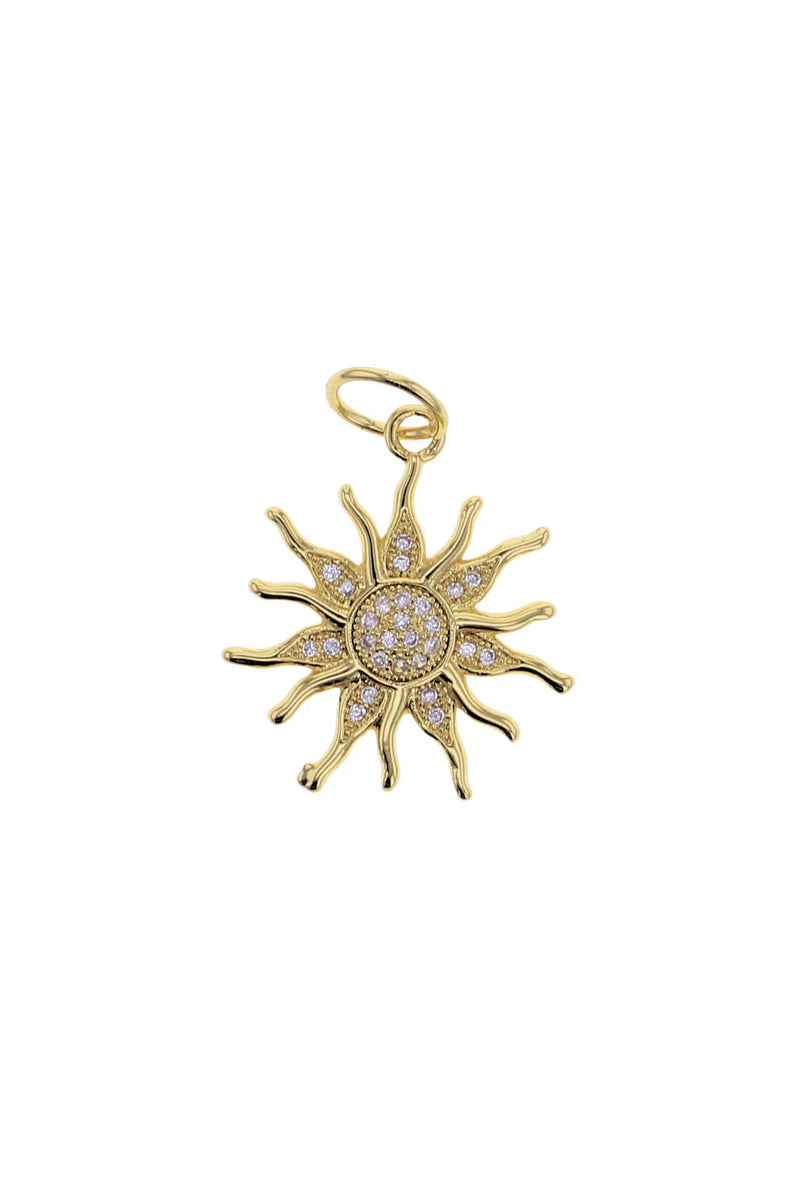 Gold CZ Sun Charm