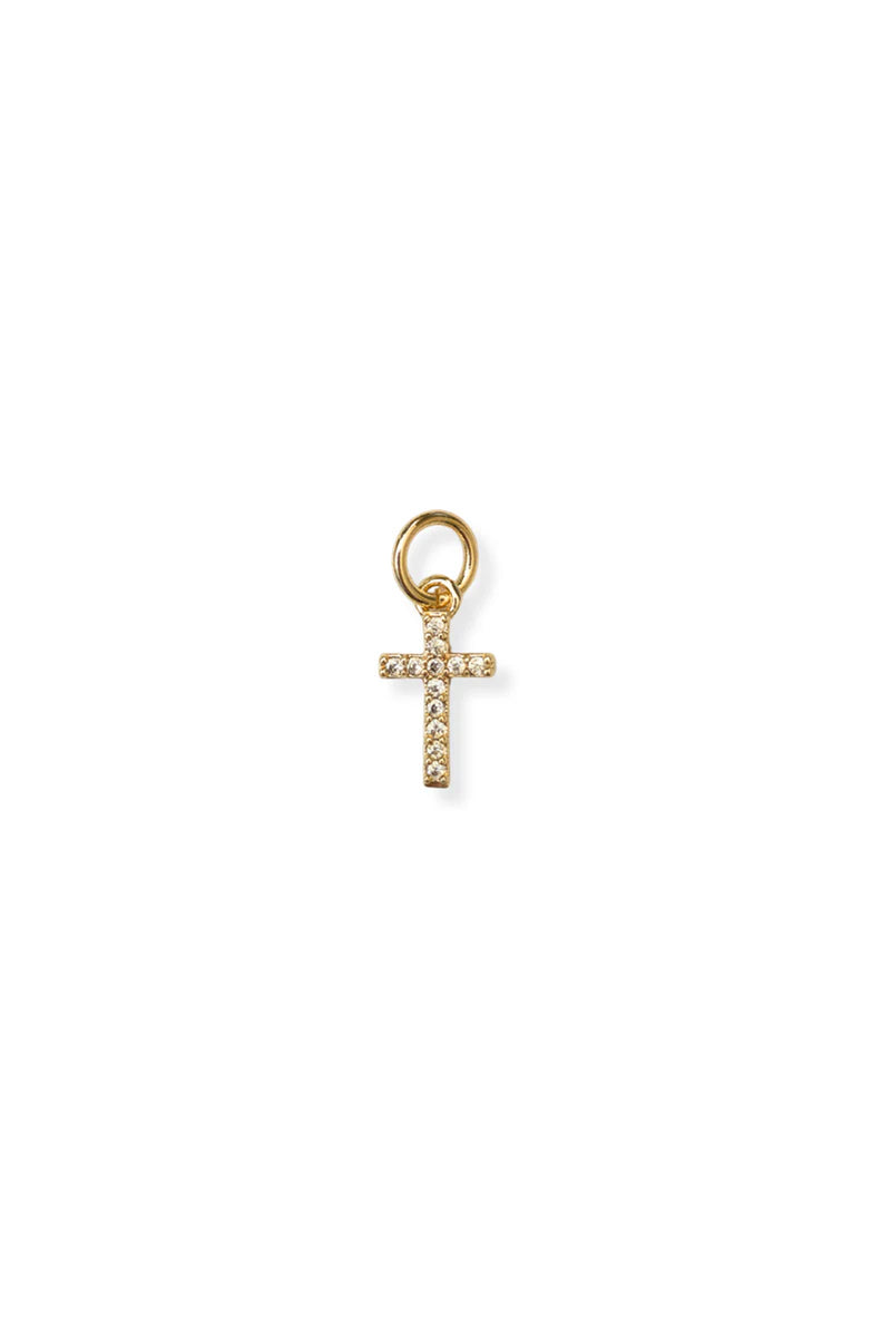 Gold CZ Cross Charm