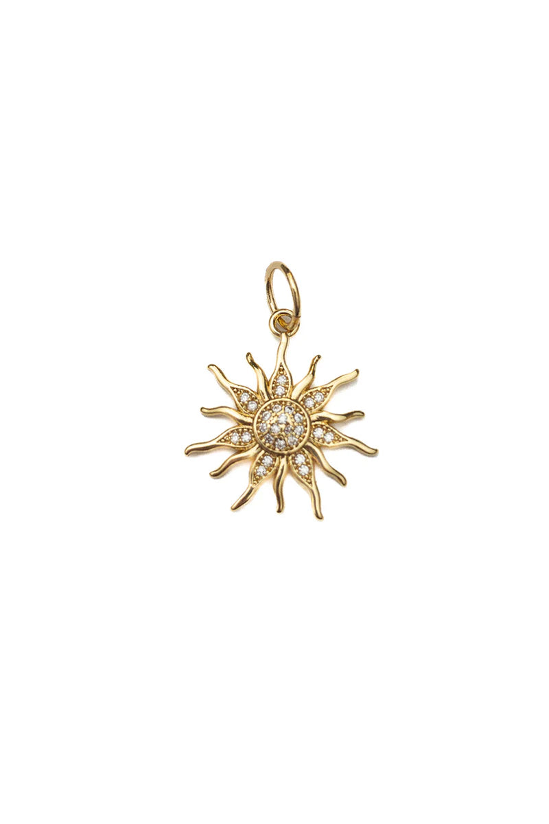 Gold CZ Sun Charm