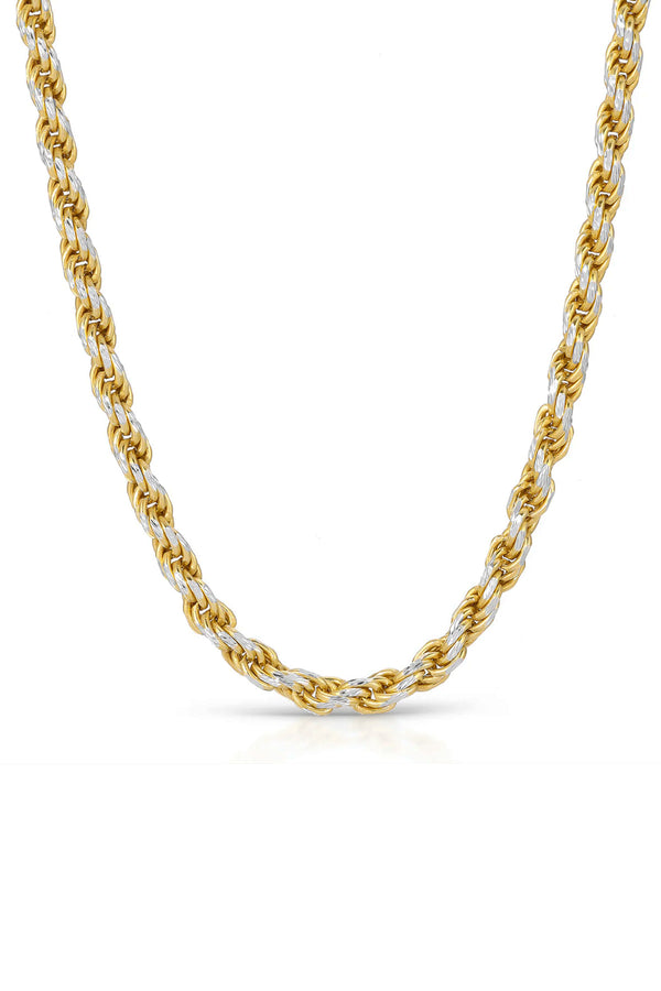 Two Toned Diamond Cut Rope Necklace