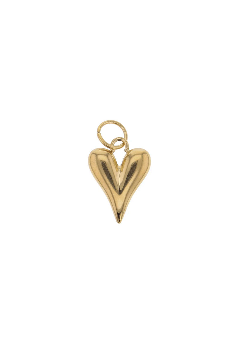 Gold Elongated Puffy Heart Charm