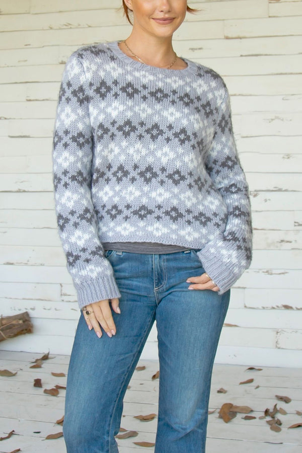 Shrunken Fair Isle Crew Chunky Sweater