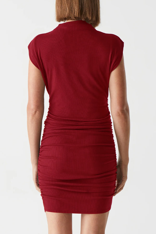 Gia Ribbed Power Shoulder Dress