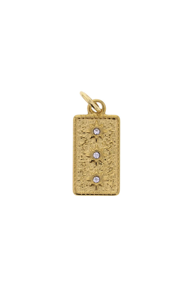 Gold Rectangle with 3 CZ Charm