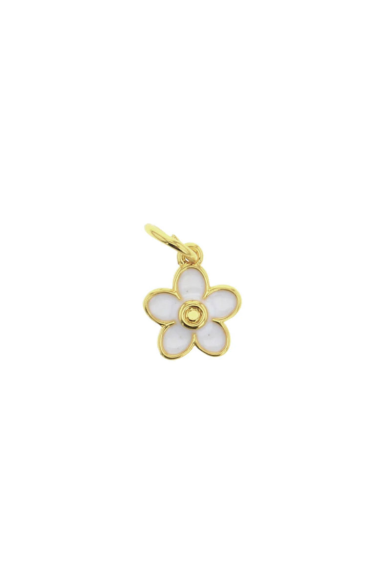 Gold White Flower Charm