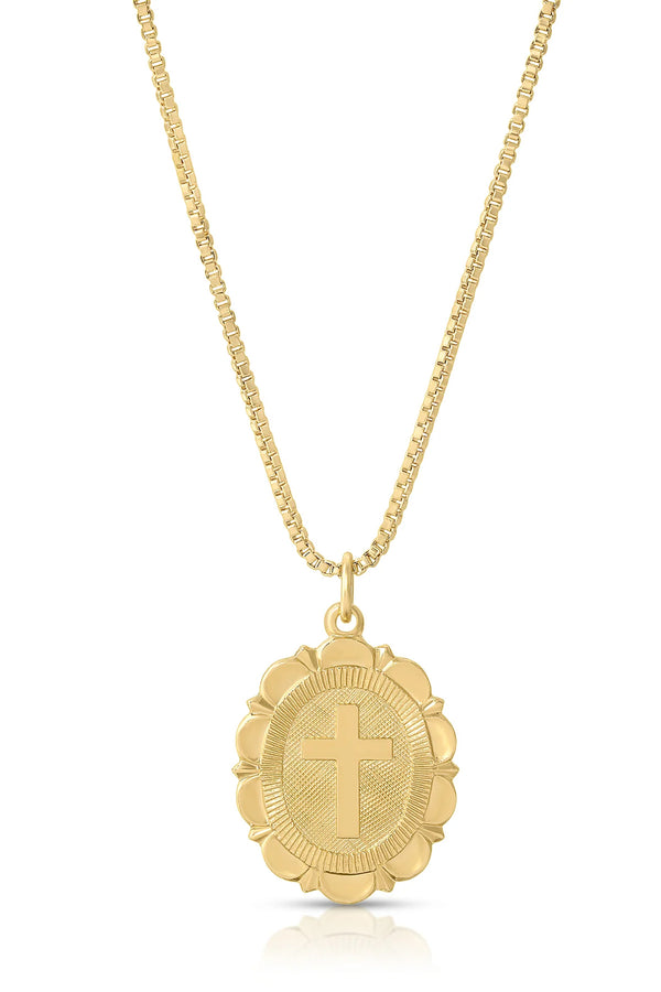 Gold Filled Scalloped Cross Necklace