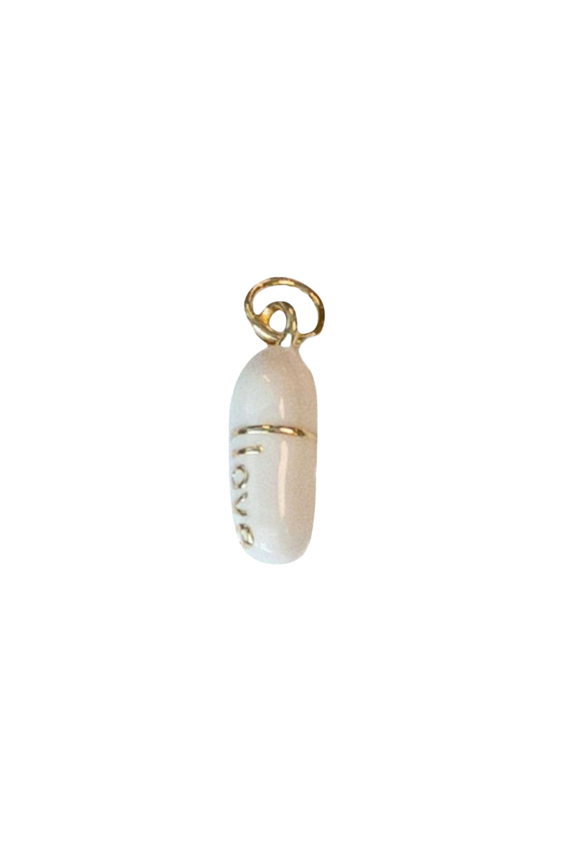 Gold White Love Pill Charm