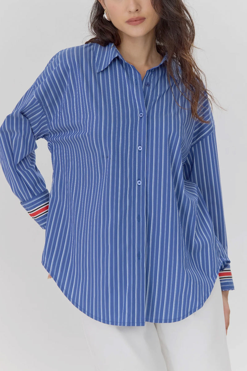 Hattie Poplin Oversized Stripe Shirt