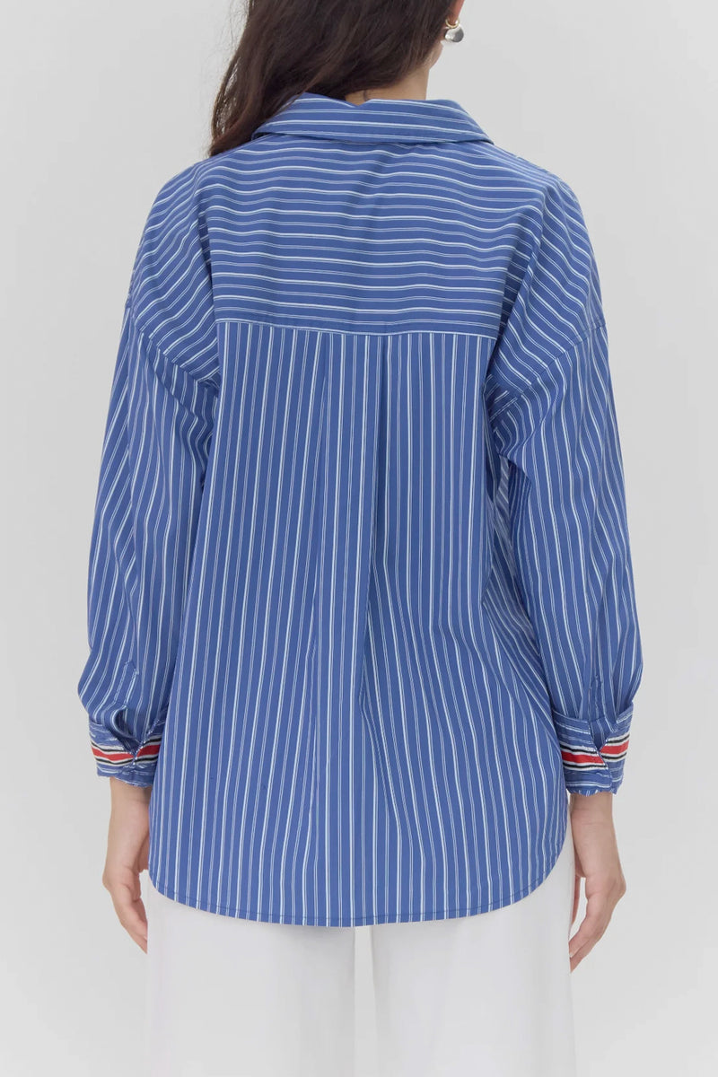 Hattie Poplin Oversized Stripe Shirt