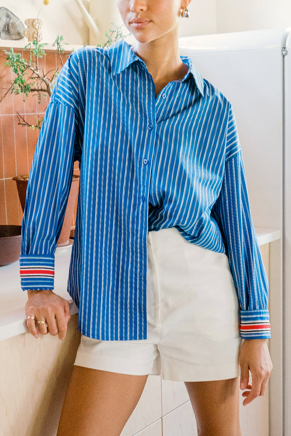 Hattie Poplin Oversized Stripe Shirt