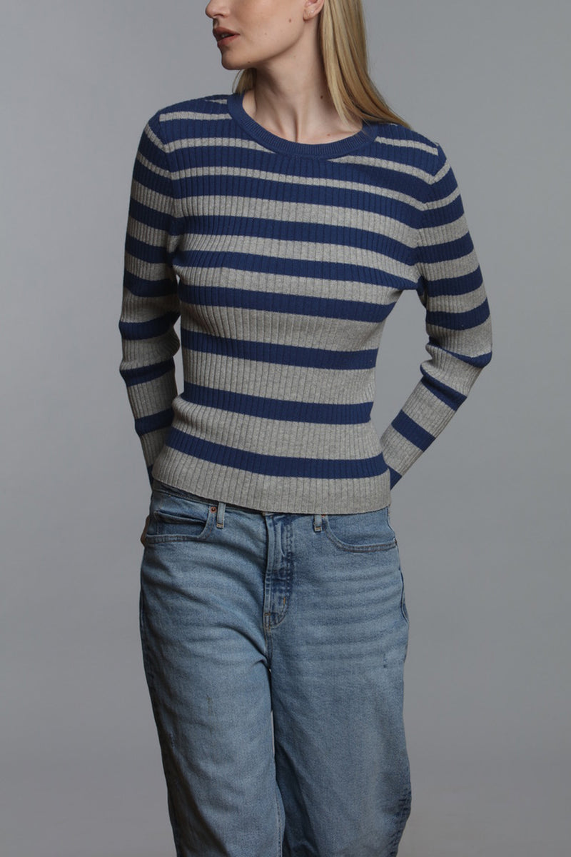 Jake Ribbed Stripped Crew