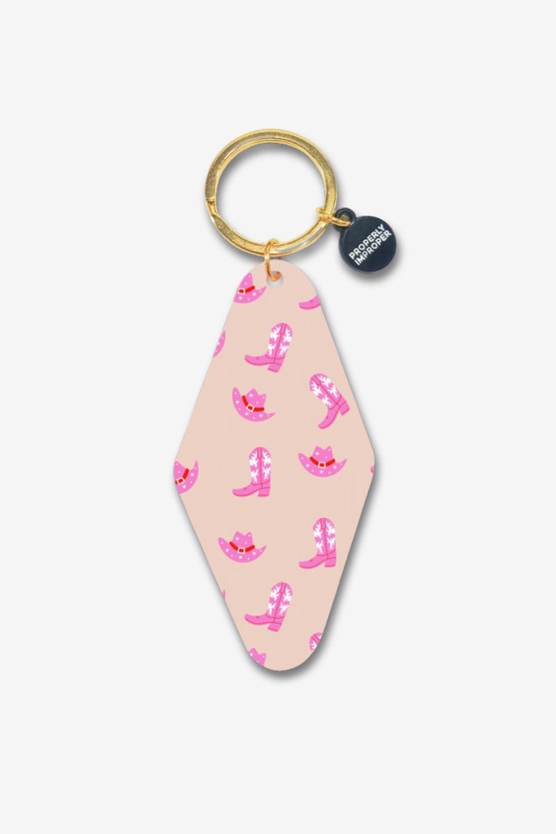 Cowgirl Boot and Hat Printed Keychain