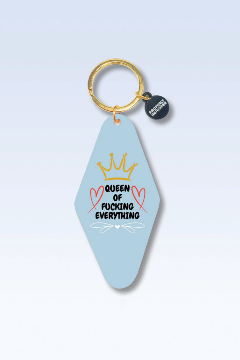 Queen of Everything Blue Printed Keychain