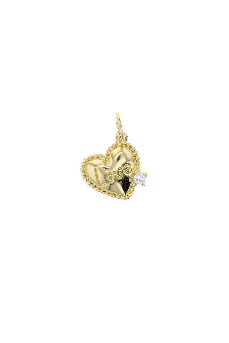 Gold Love Heart with CZ Charm