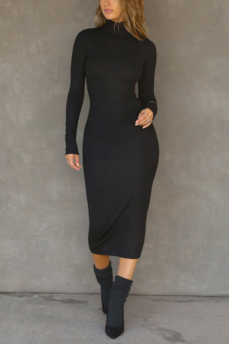 Mock Neck Midi Dress