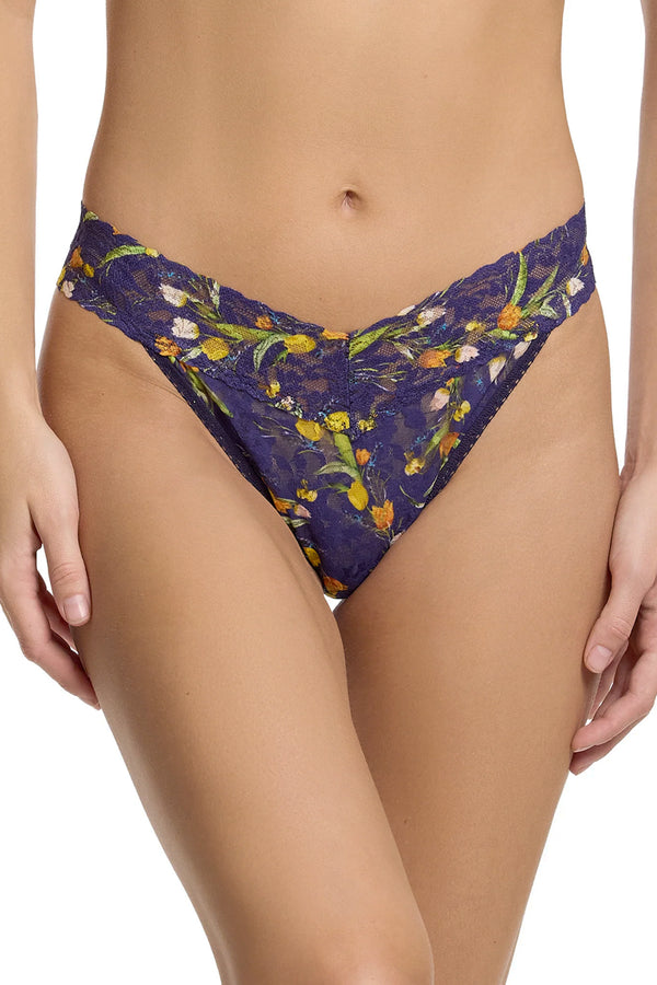 Printed Signature Lace Original Rise Thong - Central Park