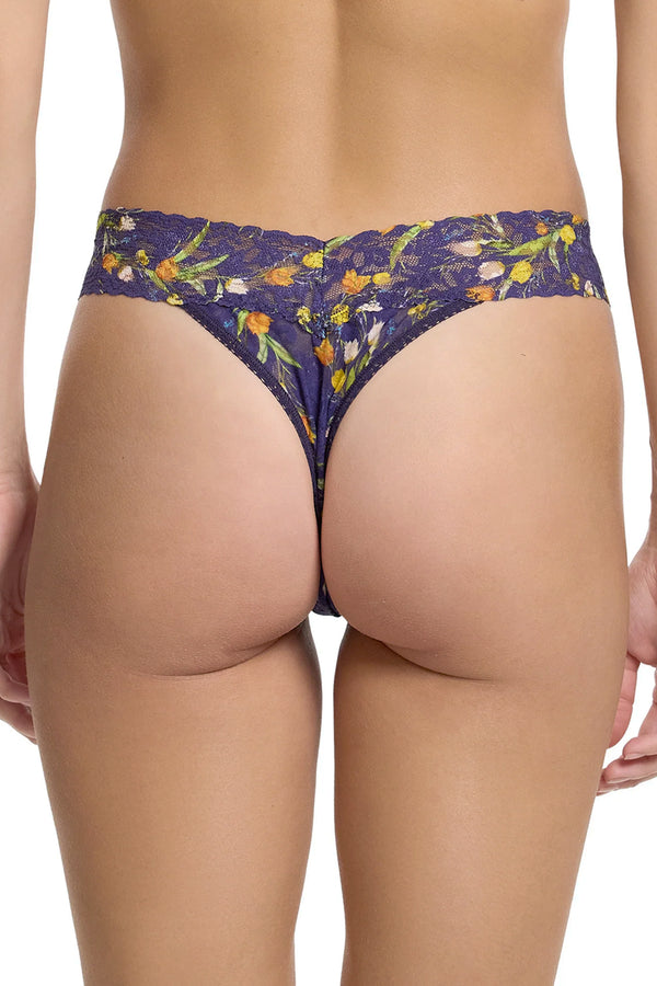 Printed Signature Lace Original Rise Thong - Central Park