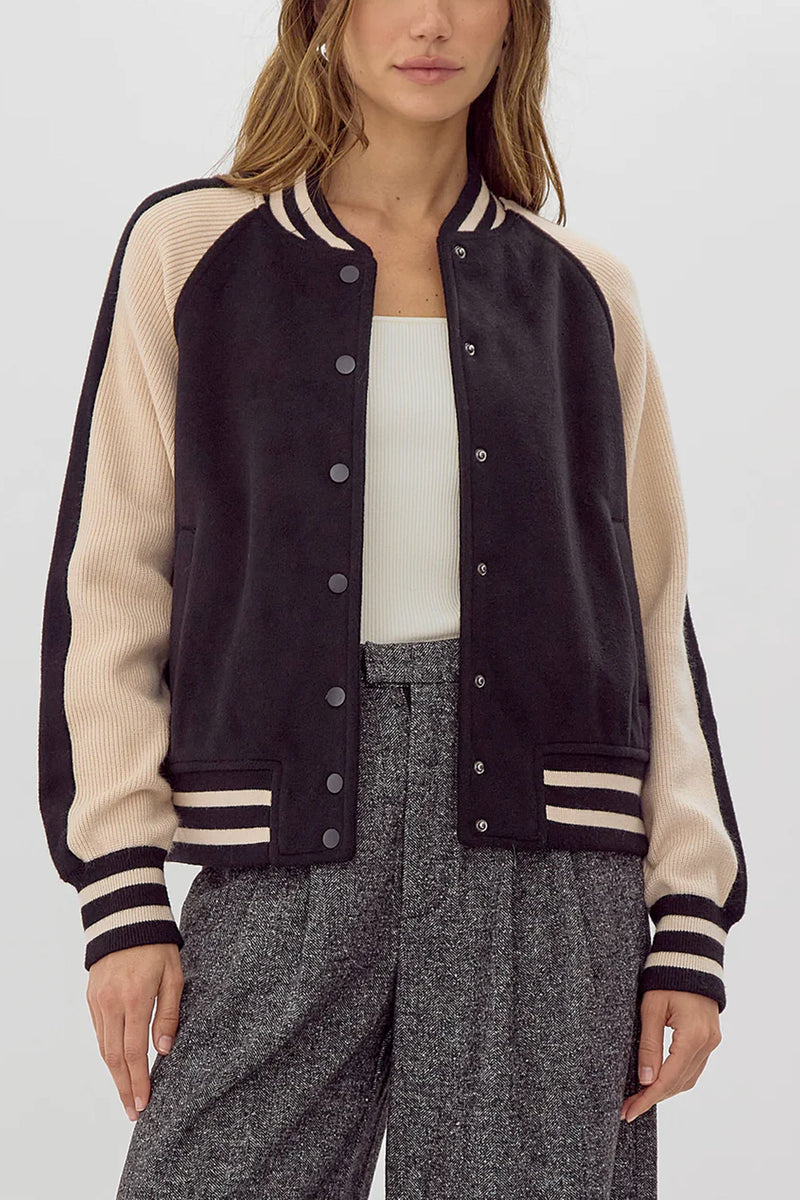 Palmer Two-Toned Knit Bomber Jacket