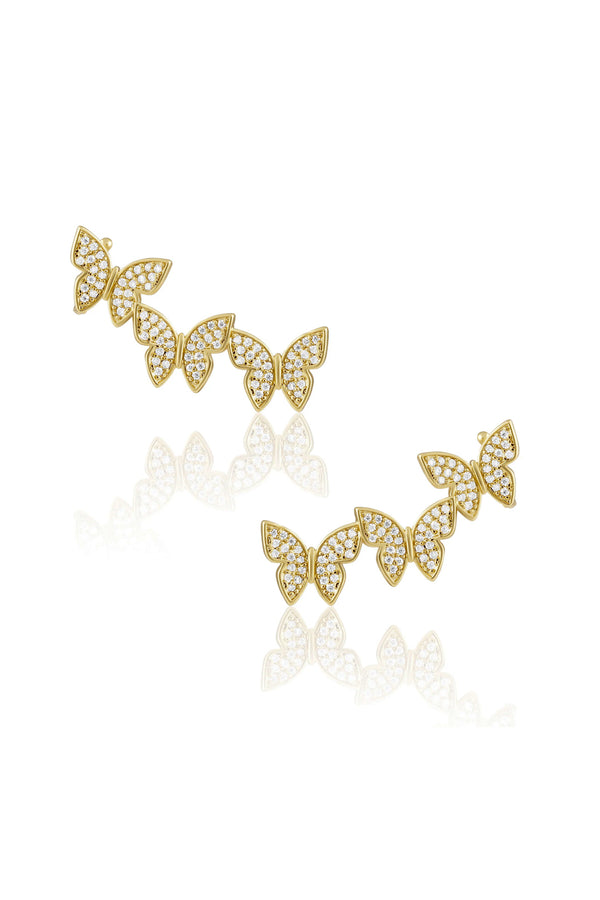 Pave Butterfly Ear Crawlers