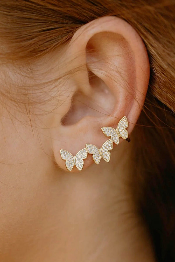 Pave Butterfly Ear Crawlers