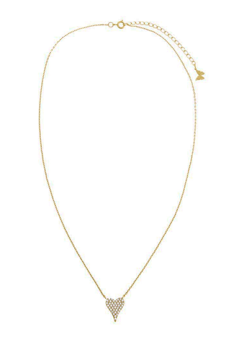 Pave Elongated Heart Necklace - Small