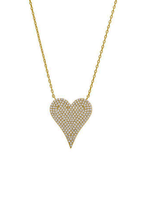 Pave Elongated Heart Necklace - Large