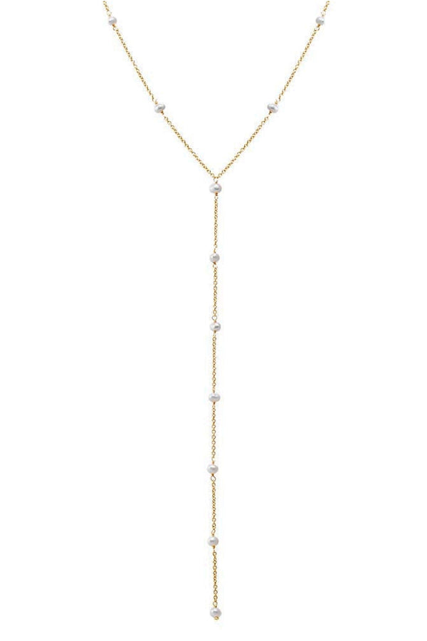 Pearl Embedded Lariat Necklace