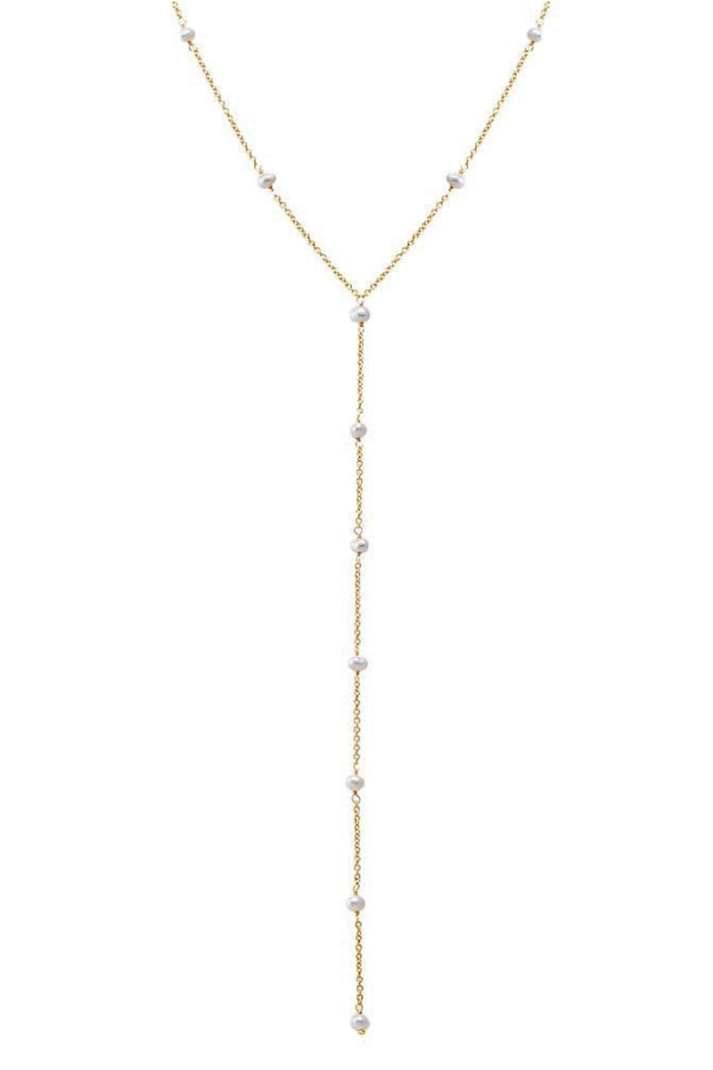 Pearl Embedded Lariat Necklace