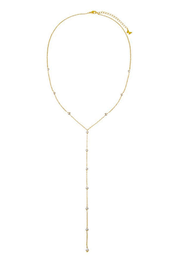 Pearl Embedded Lariat Necklace