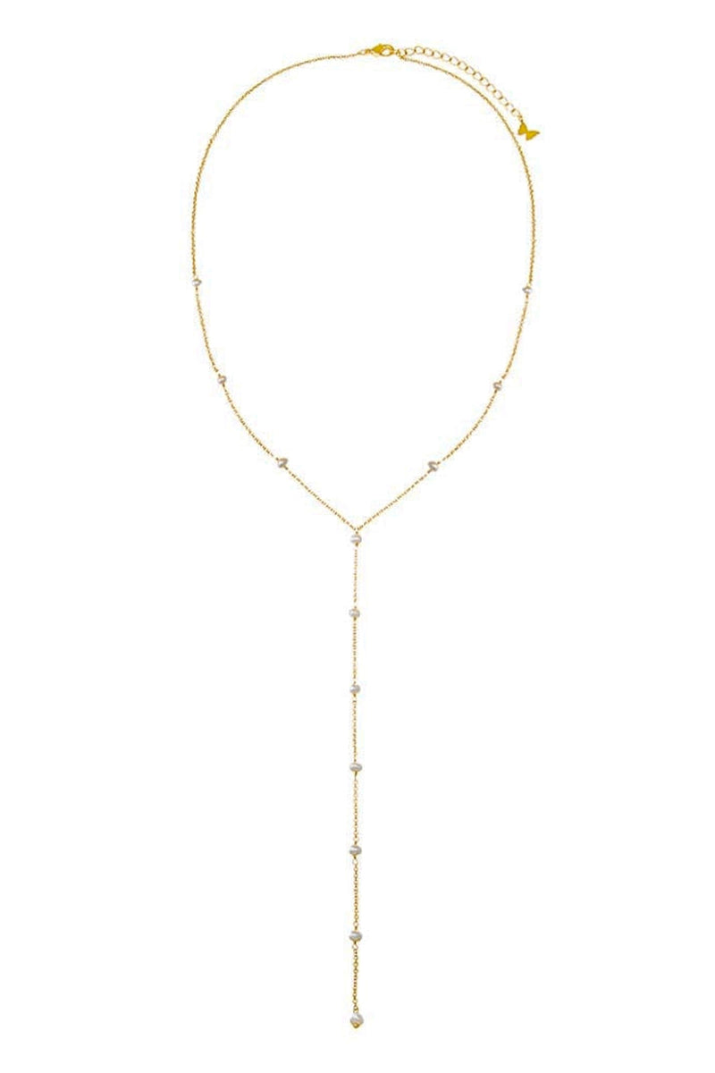 Pearl Embedded Lariat Necklace