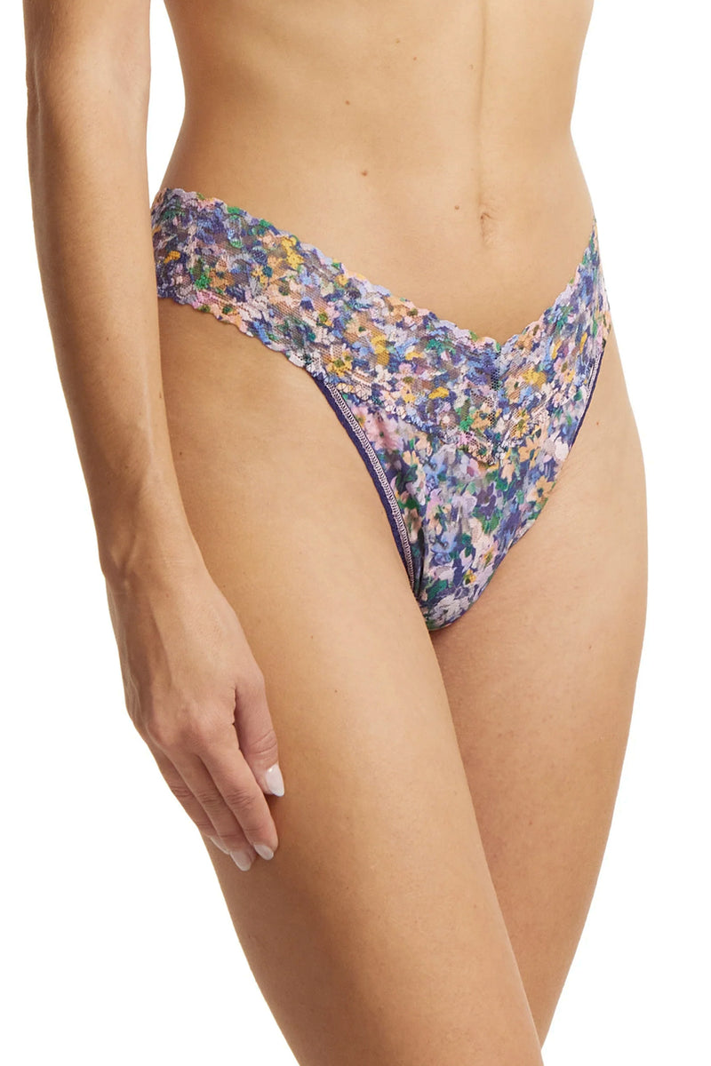 Printed Signature Lace Original Rise Thong - Staycation