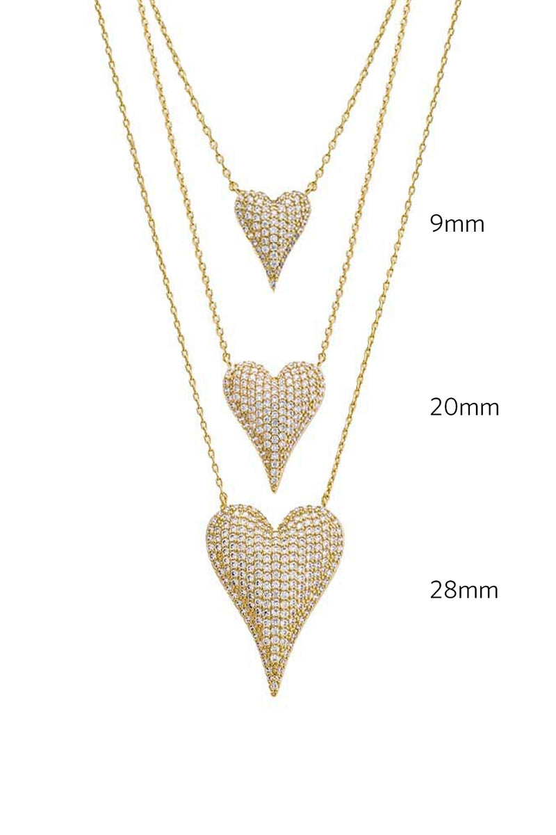 Pave Elongated Puffy Heart Necklace - Large