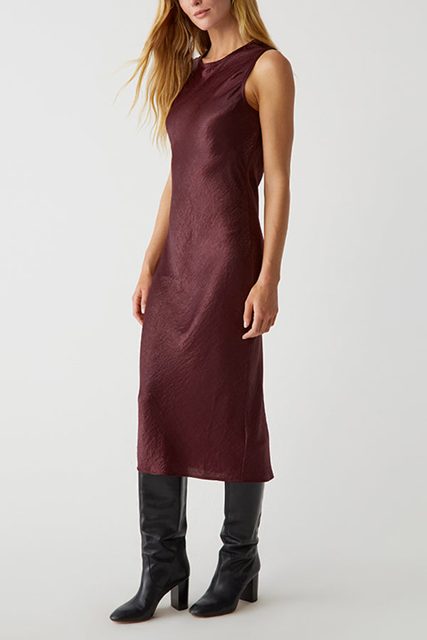 Seema Hammered Satin Midi Dress