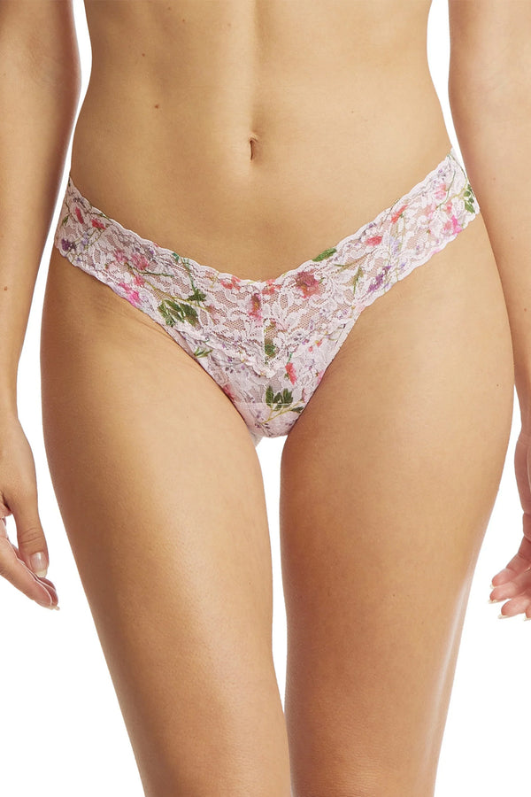 Printed Signature Lace Low Rise Thong - Rise and Vines