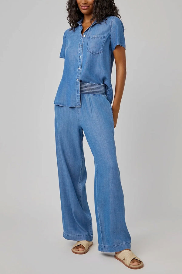 Smocked Waist Wide Leg Pant