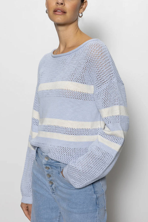 Sporty Stripe Open Knit Sweater