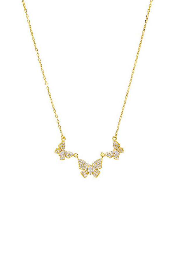 Pave Triple Butterfly Necklace