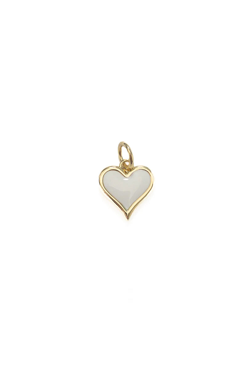 Gold White Enamel Heart Charm